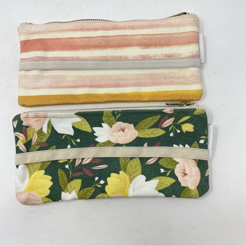 1 Canoe 2 Canvas Floral and Striped Planner Pouch Set